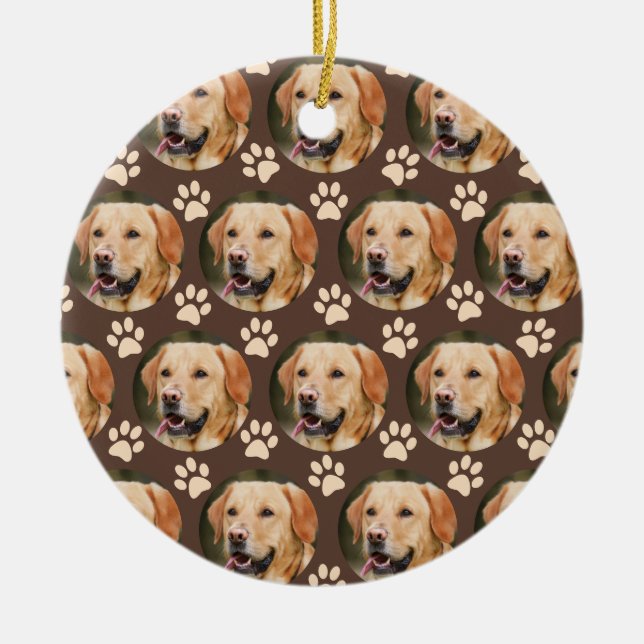 Benutzerdefiniertes Pet-Foto Muster Dog Brown Keramik Ornament (Vorne)