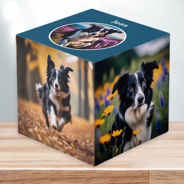 Benutzerdefiniertes Pet Lover Personalisierter Hun Würfel (A stylish photo cube to personalize with your dog's photos and name)