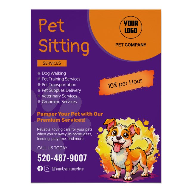 Benutzerdefiniertes Pet Sitting Glossy Poster (Vorderseite)