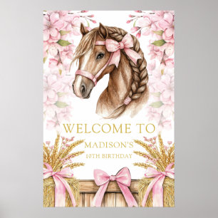 Benutzerdefiniertes Pferdedesign mit Kirschblüten Poster