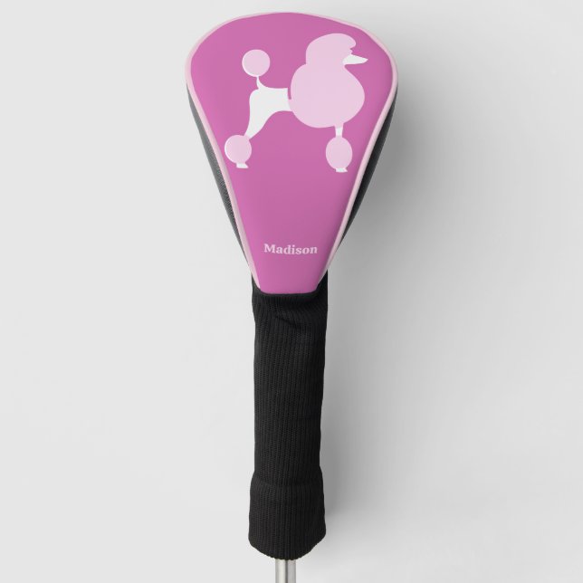 Benutzerdefiniertes Pink-Poodle Golf Headcover (Vorderseite)