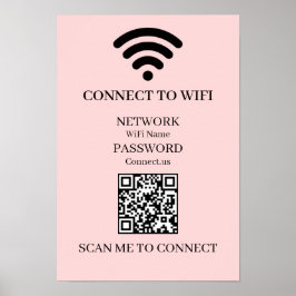 Benutzerdefiniertes Pink WiFi QR | Einfache Netzwe Poster