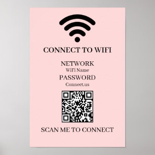 Benutzerdefiniertes Pink WiFi QR   Einfache Netzwe Poster
