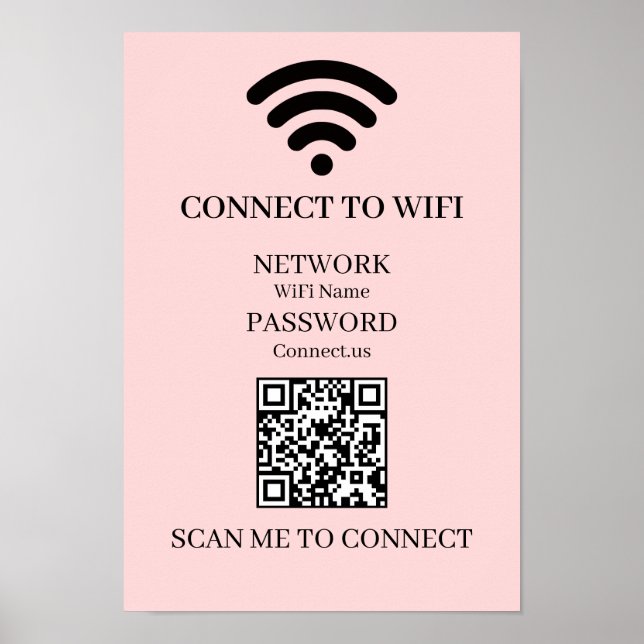 Benutzerdefiniertes Pink WiFi QR | Einfache Netzwe Poster (Vorne)