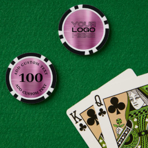 Benutzerdefiniertes Pinkes Metall-Stil Geschäftslo Pokerchips