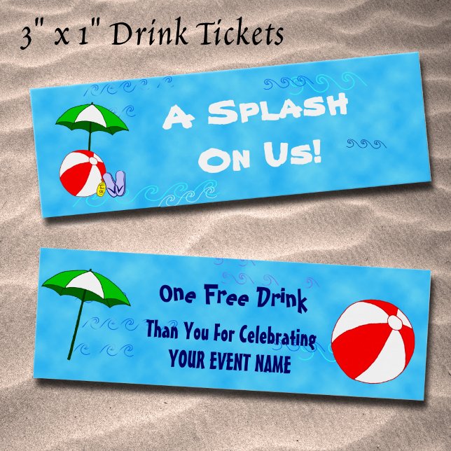 Benutzerdefiniertes Pool Party Erlebnisgetränk (Pool Party Event Drink Tickets)