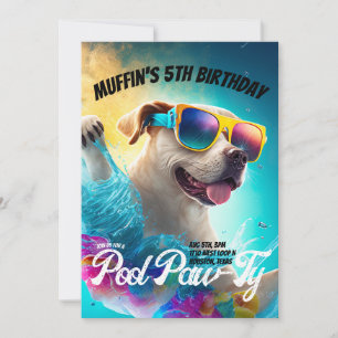 Benutzerdefiniertes Pool Paw-Ty-Dog-Party Einladung