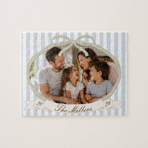 Benutzerdefiniertes, preppy gestreiftes Familienfo Puzzle