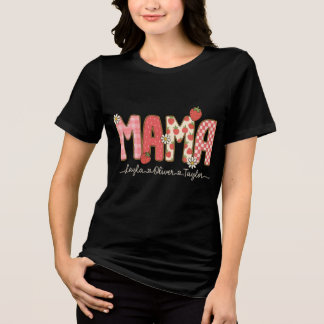 Benutzerdefiniertes Preppy Mama Erdbeere Florales Tri-Blend Shirt
