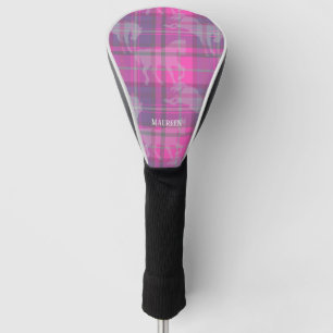 Benutzerdefiniertes preppy rosa lila Pferd Tartan  Golf Headcover