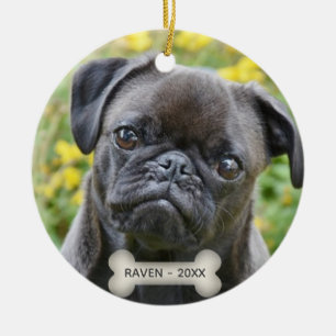 Benutzerdefiniertes Pug-Hund-Foto Keramik Ornament