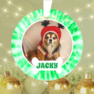Benutzerdefiniertes Puppy-Hund-Foto der grünen Gef Ornament
