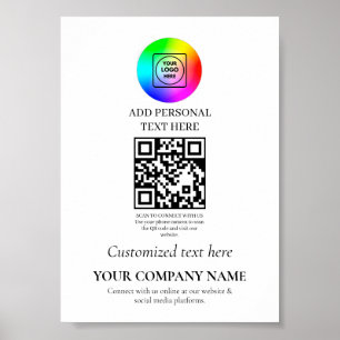 Benutzerdefiniertes QR-Code-Geschäft Minimal Weiß  Poster