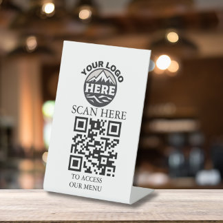 Benutzerdefiniertes QR-Code-Menü-Logo-Podest-Schil Sockelschild