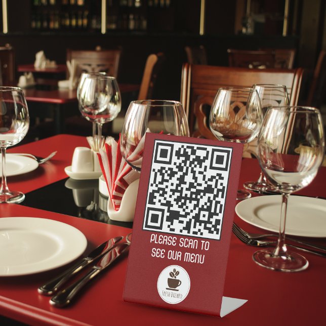 Benutzerdefiniertes QR-Code Menü Pedestzeichen für Sockelschild (Custom QR Code Menu Pedestal Sign for Restaurants)