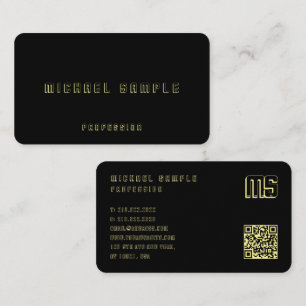 Benutzerdefiniertes QR-Code Monogramm elegant Schw Visitenkarte