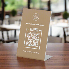 Benutzerdefiniertes QR-Code Rustikales Geschäftsme Sockelschild