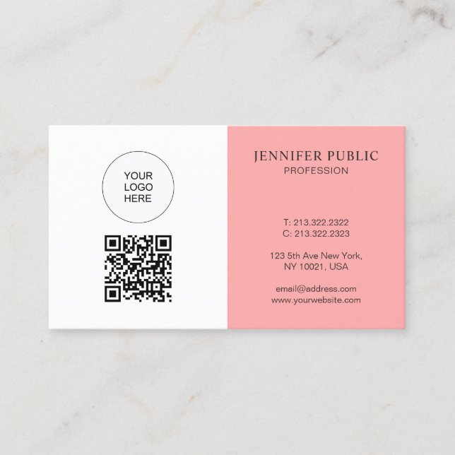 Benutzerdefiniertes QR-Code-Upload-Logo Hier Erste Visitenkarte (Vorderseite)