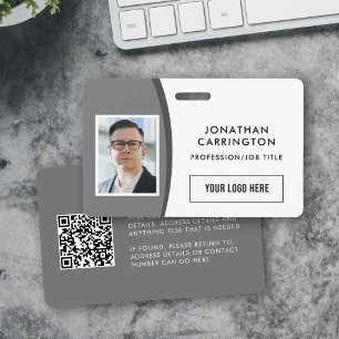 Benutzerdefiniertes QR-Foto Logo Grau Mitarbeiter- Ausweis