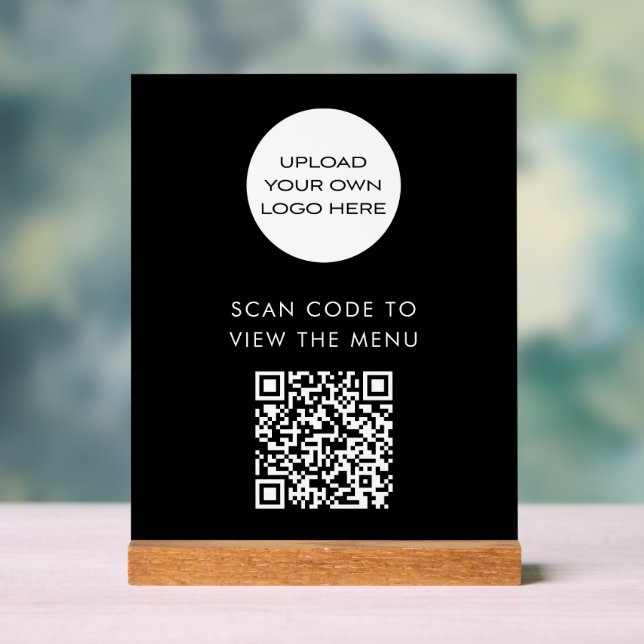 Benutzerdefiniertes QR-Menü Scan-Logo schwarz Acrylschild (Neutral)