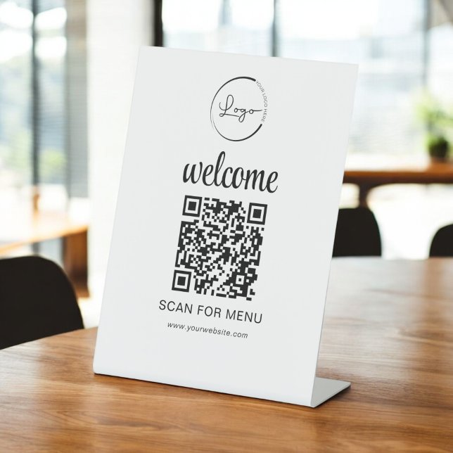 Benutzerdefiniertes QR-Menü Text Modernes Geschäft Sockelschild (Von Creator hochgeladen)
