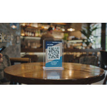 Benutzerdefiniertes QR-Review-Tischschild mit Logo
