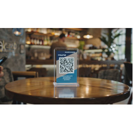 Benutzerdefiniertes QR-Review-Tischschild mit Logo Sockelschild