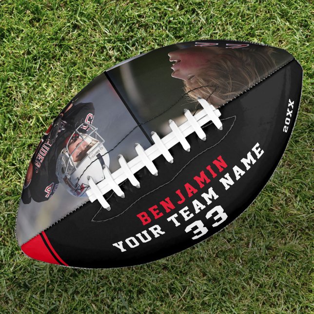 Benutzerdefiniertes Red Black Player Name Number T Football (Von Creator hochgeladen)