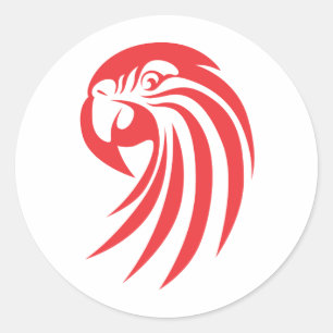 Benutzerdefiniertes Red Macaw-Logo Runder Aufkleber