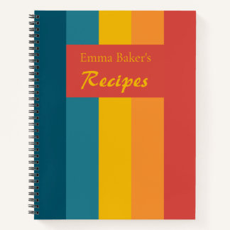 Benutzerdefiniertes Retro-Buntes-Gestreiftes Rezep Notizbuch