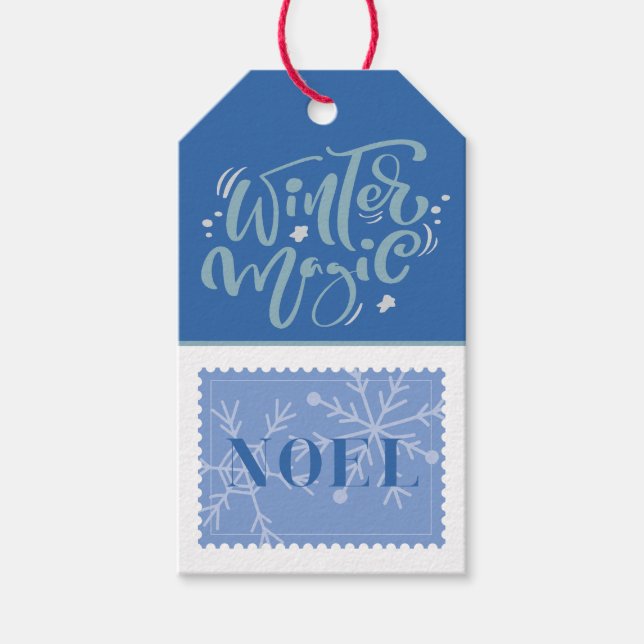 Benutzerdefiniertes Retro Paper Briefmarke Weihnac Geschenkanhänger (Vorderseite)