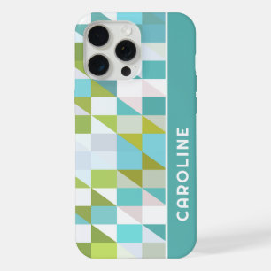Benutzerdefiniertes Retro-Quadrat-Dreiecke-Polygon iPhone 15 Pro Max Hülle
