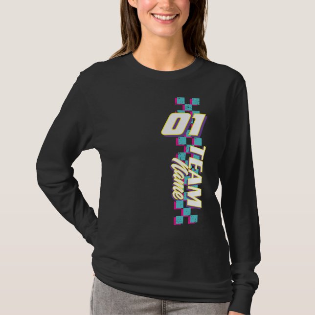 Benutzerdefiniertes Retro-Rennteam-Nummern-Shirt d T-Shirt (Vorderseite)