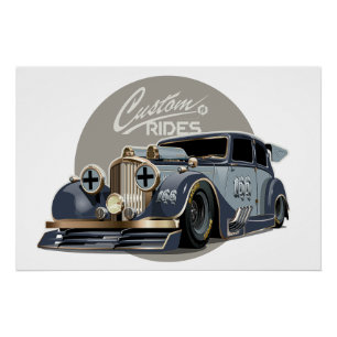 Benutzerdefiniertes Retro-Rennwagen im Science-Fic Poster