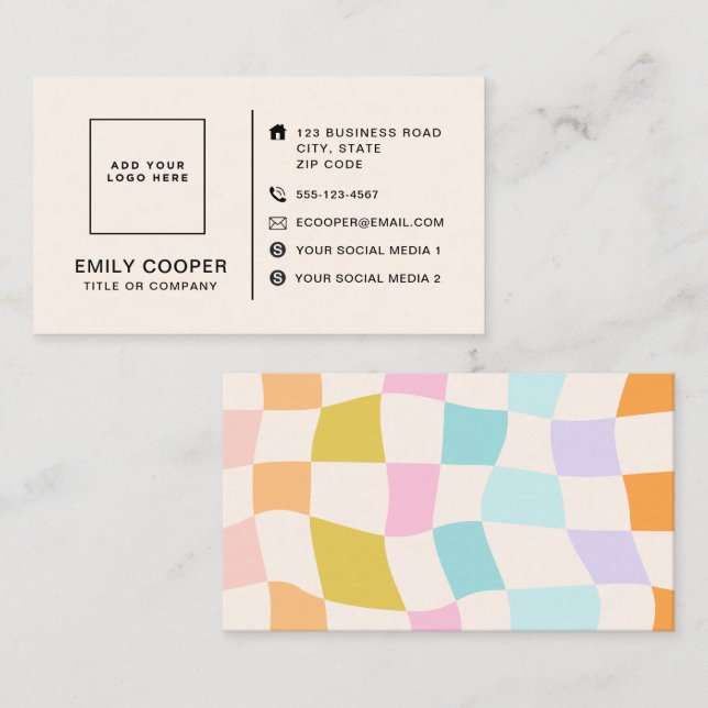 Benutzerdefiniertes Retro-Schachbrett-Checkerboard Visitenkarte (Vorne/Hinten)