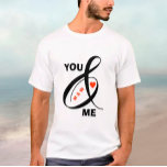 Benutzerdefiniertes romantisches Initialherz T-Shirt<br><div class="desc">Einzigartiger besonderer T - Shirt - "YOU AND ME" mit Ihren Initialen und rotem Herz und extravagantem Ampere, um Ihre Verbindung hervorzuheben. Äußern Sie Ihre Liebe und Zuneigung mit Stil und machen Sie heute etwas Besonderes. Gutes Geschenk für Geburtstage oder Feiertage. Alle Design-Fragen, senden Sie einfach eine E-Mail an charmdesignstudio@rcn.com...</div>