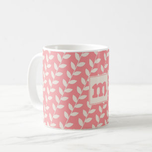 Benutzerdefiniertes Rosa 70er Retro-Blattmuster-Mo Kaffeetasse