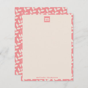 Benutzerdefiniertes rosa 70er Retro-Leaf-Muster Mo Mitteilungskarte