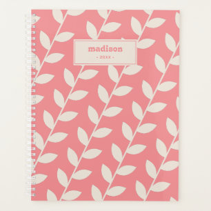 Benutzerdefiniertes rosa 70er Retro-Leaf-Muster Mo Planer