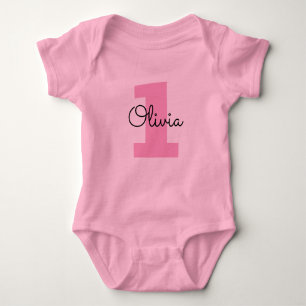 Benutzerdefiniertes rosa Babys Leibchen zum 1. Geb