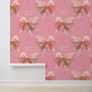 Benutzerdefiniertes rosa Coquette Bow-Muster entfe Tapete