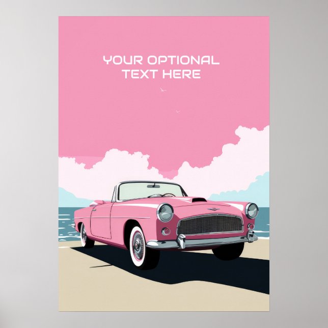 Benutzerdefiniertes rosa klassisches Auto Poster (Vorne)