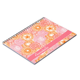 Benutzerdefiniertes Rosa Korallenrot Orange Floral Notizblock