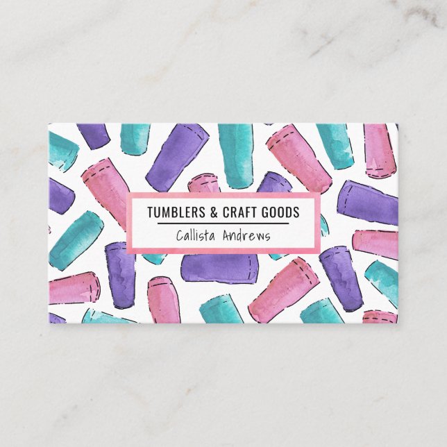 Benutzerdefiniertes rosa Lila Aquamarines Tumbler  Visitenkarte (Vorderseite)