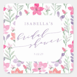 Benutzerdefiniertes rosa Lila Brautparty Quadratischer Aufkleber