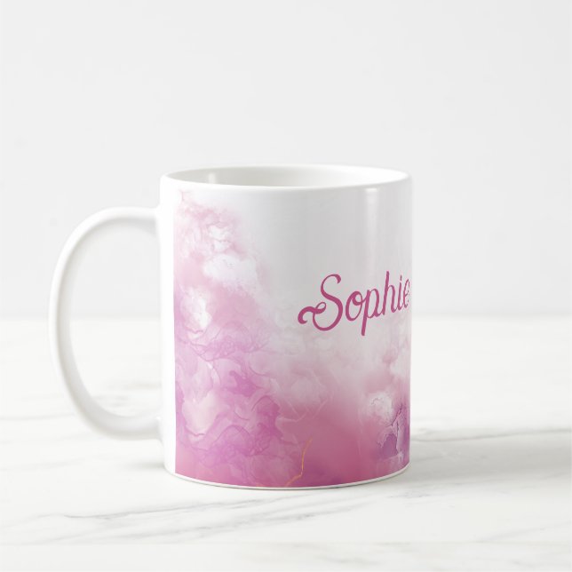 Benutzerdefiniertes rosa Marmordesign Kaffeetasse (Links)