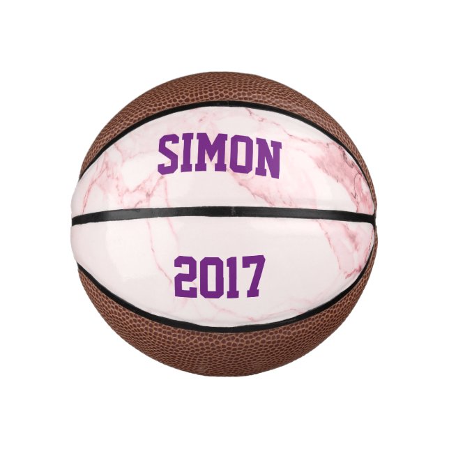 Benutzerdefiniertes rosa Marmordesign Mini Basketball (Vorderseite)