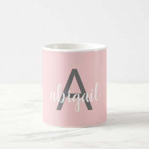 Benutzerdefiniertes Rosa Modernes Monogramm Name Kaffeetasse