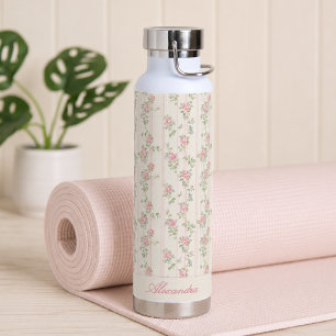 Benutzerdefiniertes rosa Rosen-Blumenmonogramm Trinkflasche