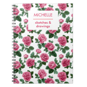 Benutzerdefiniertes rosa Rosen-Blumenmuster Notizblock